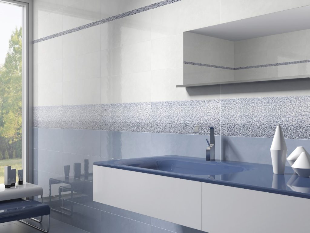 light blue boutique tiles in a modern bathroom