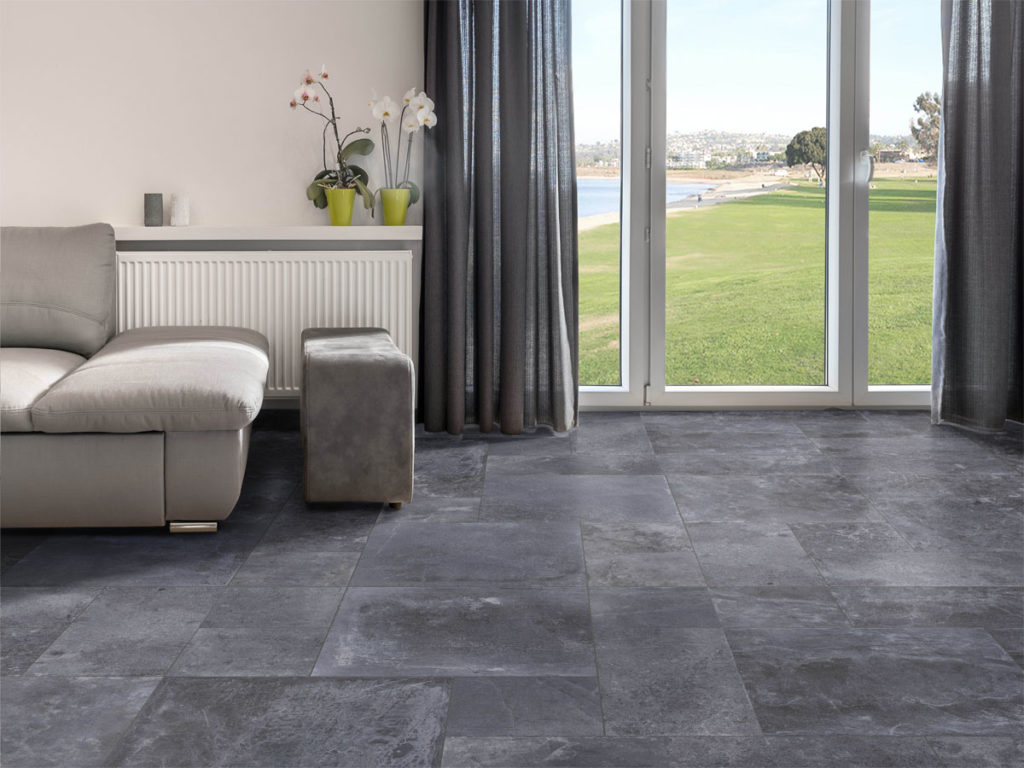 stunning living room with a modular tiled floor