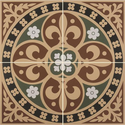 Olde English Fluer de Lys 4 Tile Set Green/Re