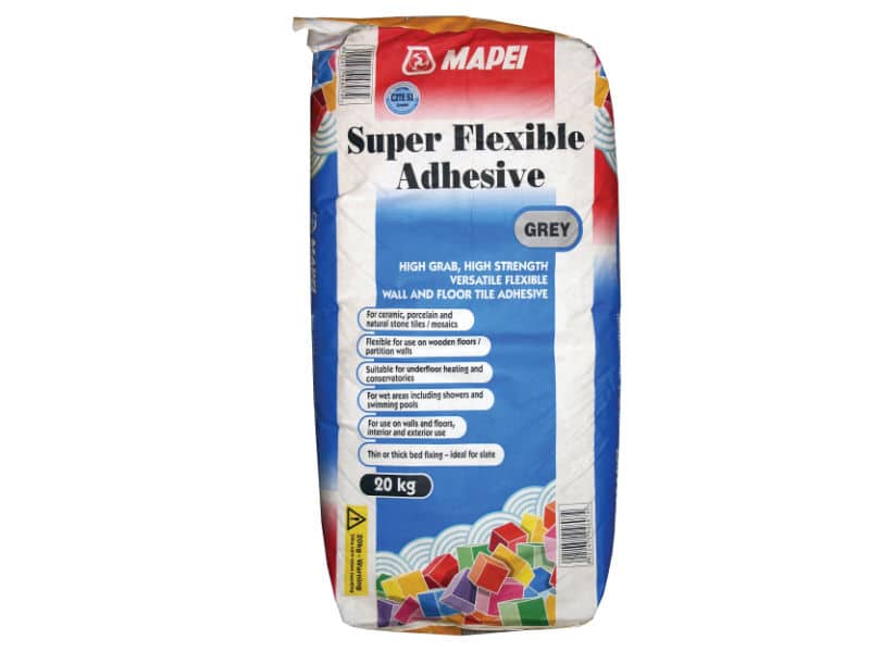 Mapei super flexible grey wall and floor tile adhesive