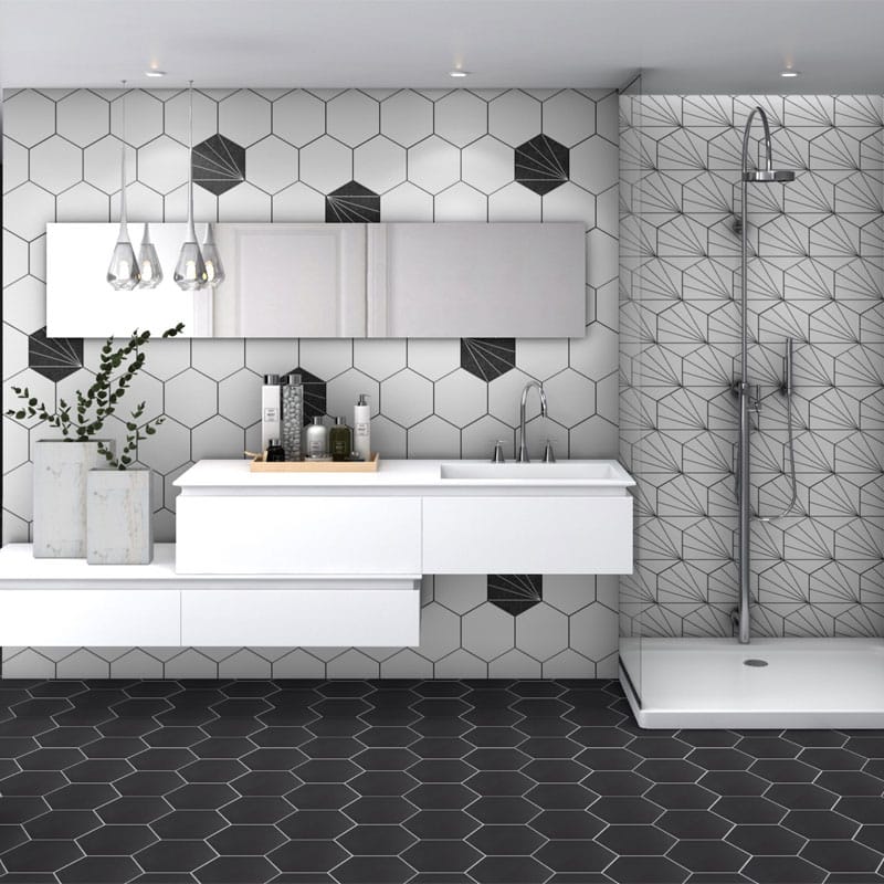 Hexagon Aster Nero Wall & Floor Tile (250x220mm) - Image 3